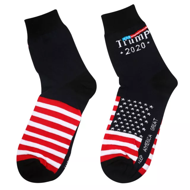 2 Pairs 2020 Donald Trump President KEEP AMERICA GREAT US Flag Cotton Socks Gift