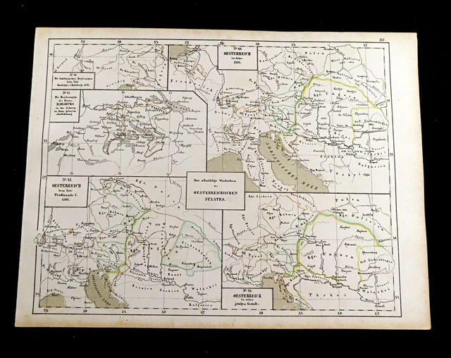 AUSTRO HUNGARIAN EMPIRE Historical Borders GERMAN Antique Engraving