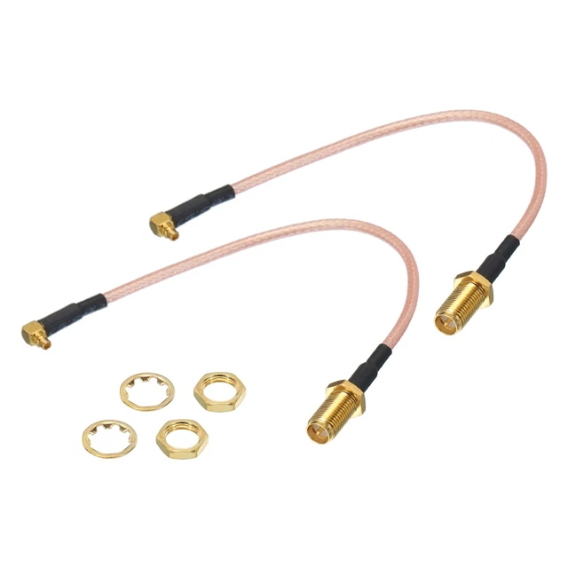 RG316 Coaxial Cables RP-SMA Female to MMCX Male Right Angle 0.5FT Orange 2Pcs