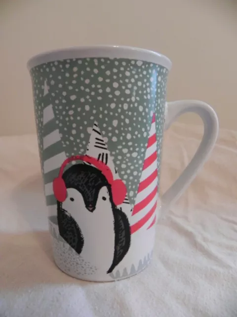 Starbucks Holiday Ceramic 11 oz Coffee Mug 2016 Penguin Christmas Tree