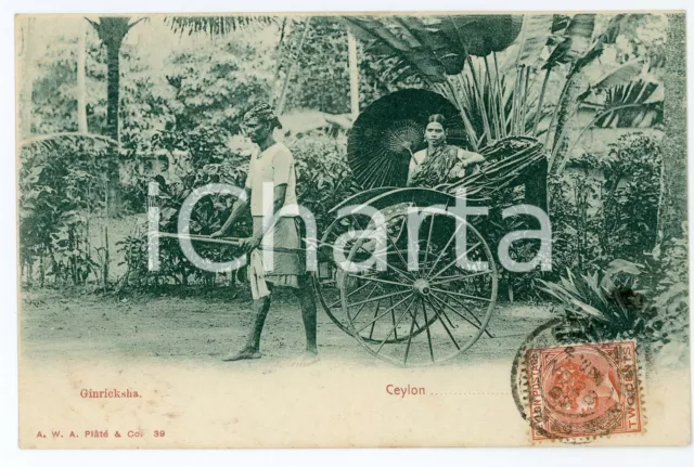 1903 CEYLON - SRI LANKA Ginricksha - Vintage Postcard FP VG