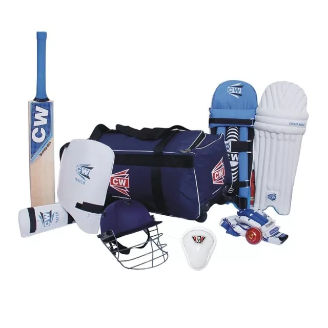 Lefty Academy Cricket Set Mini Junior Senior Size Full Bat & Ball Kit Blue 9pcs