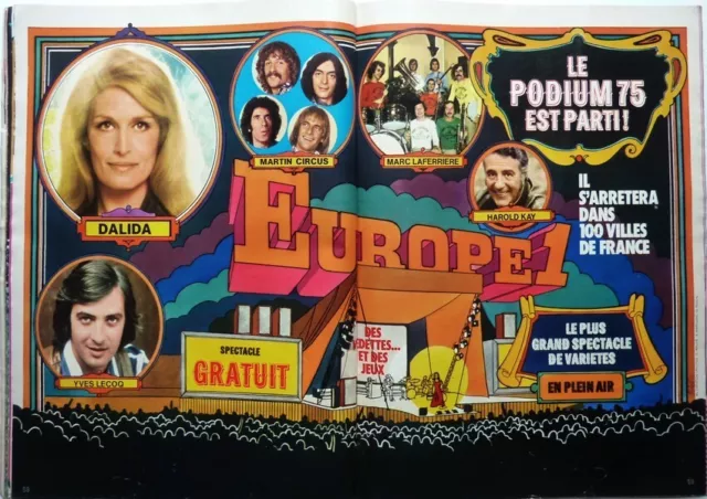 Podium Europe 1 (Dalida_Yves Lecoq) =   Coupure De Presse 2 Pages 1975 /Clipping