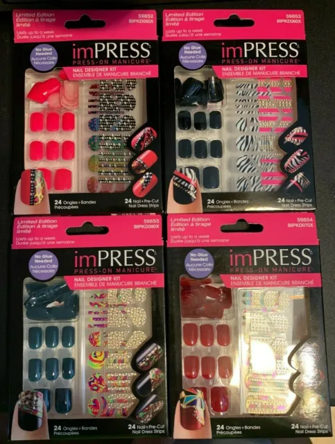 Manicure Party Kits! Impress Press on Nails LOT of 4 styles Princess Party Fun!