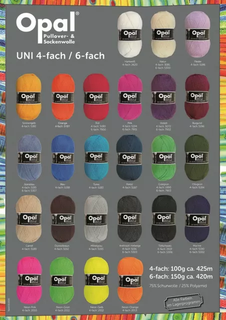 Opal Uni 4-fach 100g  Sockenwolle Farbauswahl