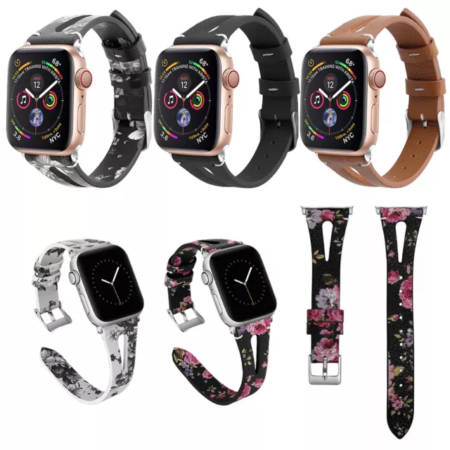 For Apple Watch iWatch 7 SE 6 5 4 3 38mm-45mm Slim Leather Strap Band Wristband