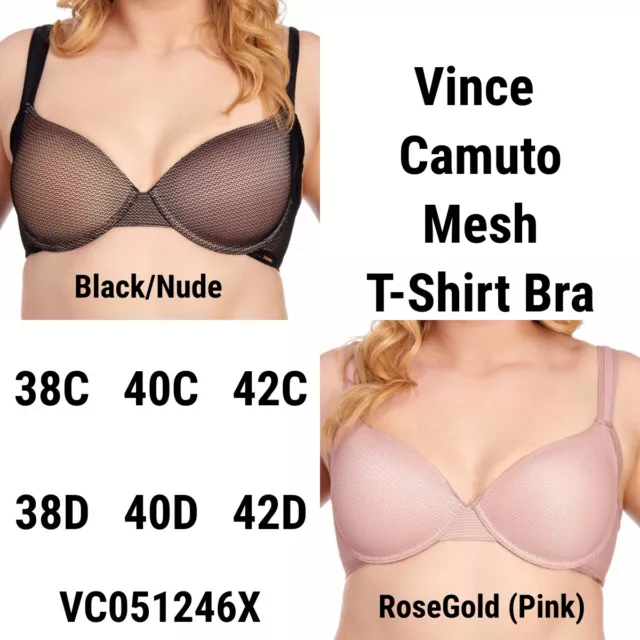 NEW Women's Vince Camuto Seamless T-Shirt Bra Padded Underwire Black 38C