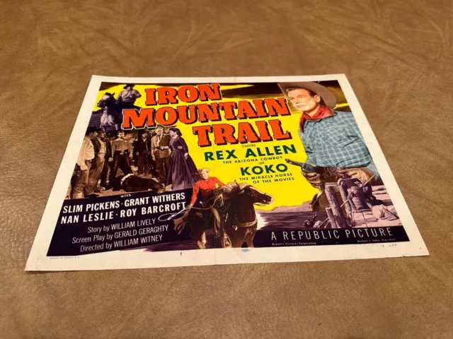 "Iron Mountain Trail" Original 1953 Title Lobby Card, Rex Allen