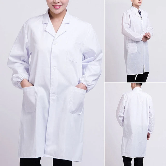 MEN WOMEN WHITE Lab Coat Doctor Nurse Uniform Clothes Laboratory
