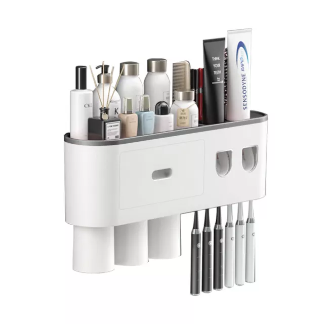 Wall Mounted Toothbrush Holder with Double Automatic Toothpaste Dispenser Kit 2