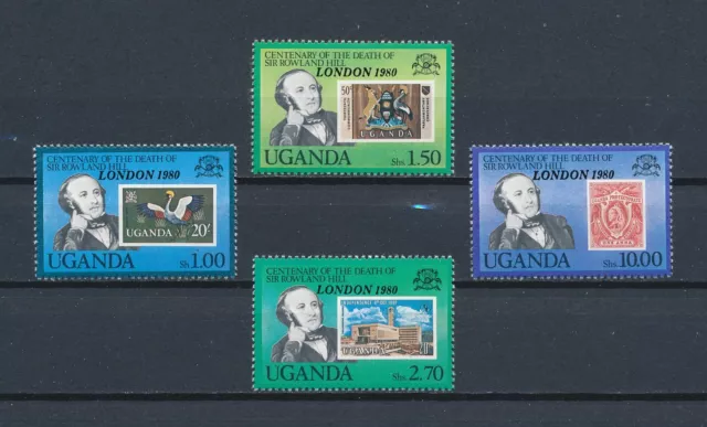 Uganda     293-6 MNH, Rowland Hill Overprint, 1980