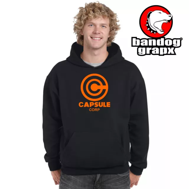 Capsule - Felpa Cappuccio Nero - Dragon - Goku - Ball - Capsule Co - Bulma