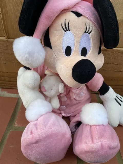 Rare Disney Store 18" MINNIE MOUSE Pink Pyjamas With Her Teddy Plush Stamped Toy