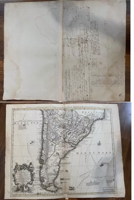 1745 Map Carte du Paraguay, du Chili, du Detroit de Magellan