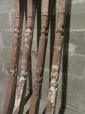 ~ Set Of 4 Antique Oak Columns From A Fireplace Mantel ~ 48 Inches ~ Salvage ~ 7