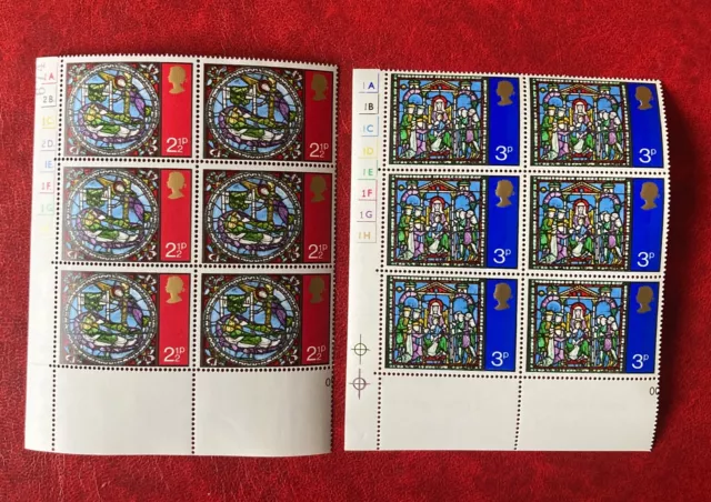 GB Stamps 1971 Christmas MNH Corner Margin With Colour Letters