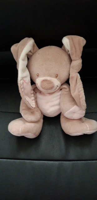 DOUDOU PELUCHE NATTOU LAPIN ROSE BLANC BEIGE MARRON 25cm + OREILLES - TBE