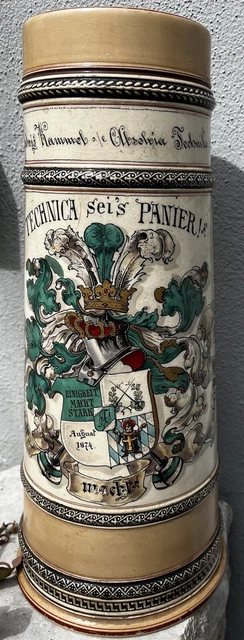 Studentenkrug Technica sei’s Panier München 1874, 3Liter bunt Rarität 1893