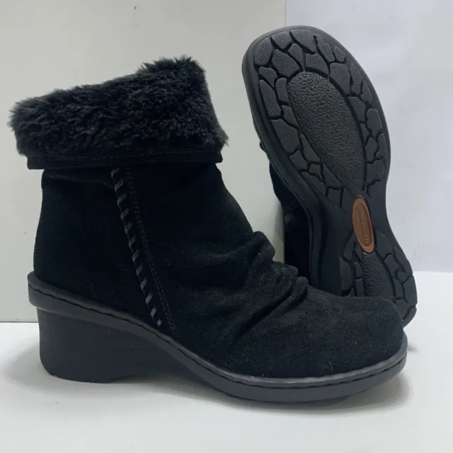 Size 9 Black Suede Boots Genuine Leather Cozy Faux Fur Lined Zip-Up BARETRAPS