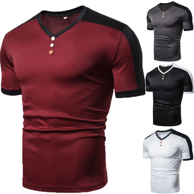 T-Shirt Da Uomo Estiva Camicetta Da Top Casual Camicetta Aderente Con Scollo -