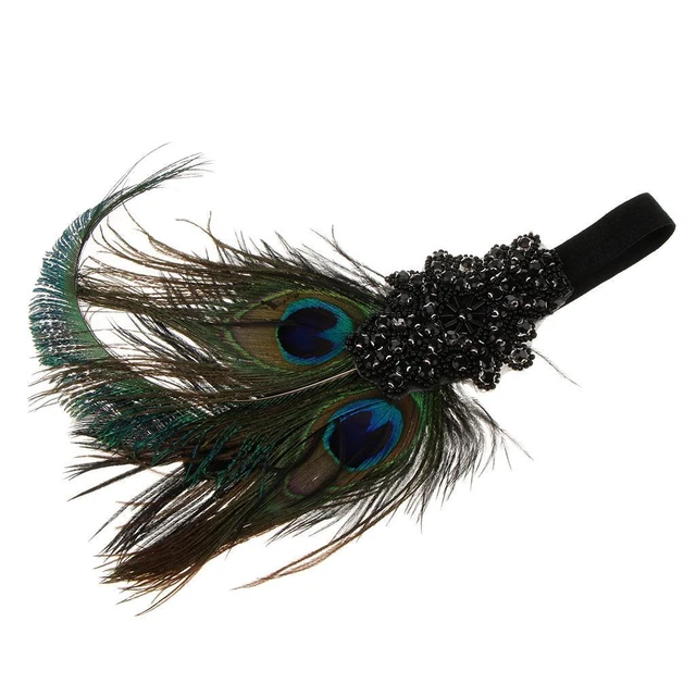Vintage  Feather Applique Forehead Headband Headpiece Costume