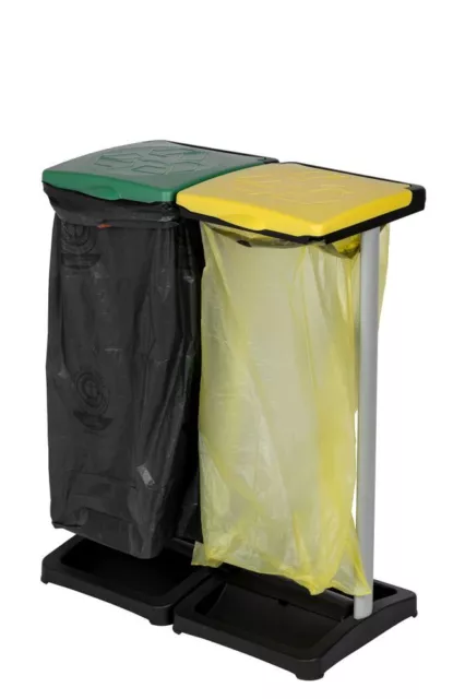 Müllsackständer 110 Liter Doppel Müllsackhalter mit Deckel Gelber Sack Mülleimer