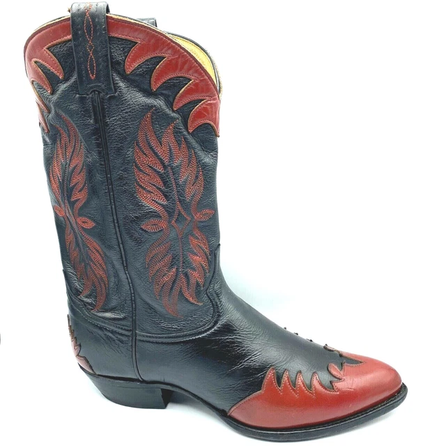 VTG TONY LAMA Fire Walker Boots Mens Size 12D Red And Black