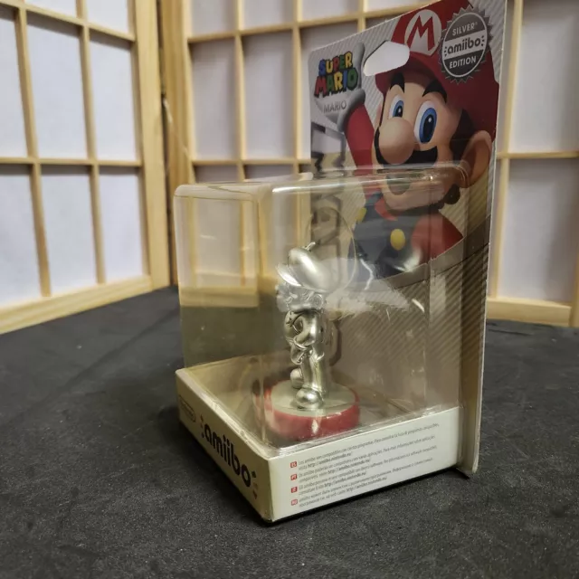 SILVER Mario Amiibo brand NEW Unopened Super Rare Limited Edition *Yellowing... 2