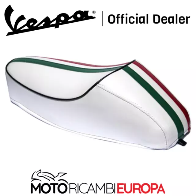 Sella Piaggio Vespa 50-125 R L N Special Con Gobba Tricolore Fascia Italia Bianc