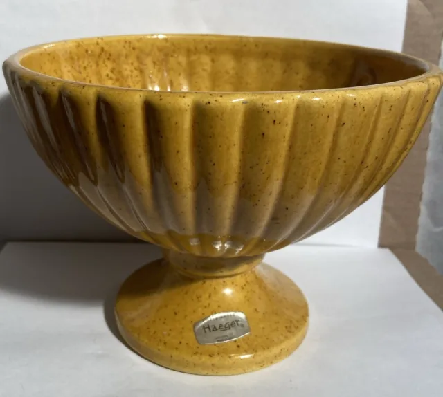 Haeger Ceramic Gold Pedestal Planter Vase 6" Tall Speckled Brown 8" Width