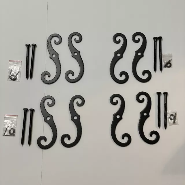 Black Cast Iron Shutter Dog Holders 6.5"  with Screws Pack of 4 Made in Taiwan