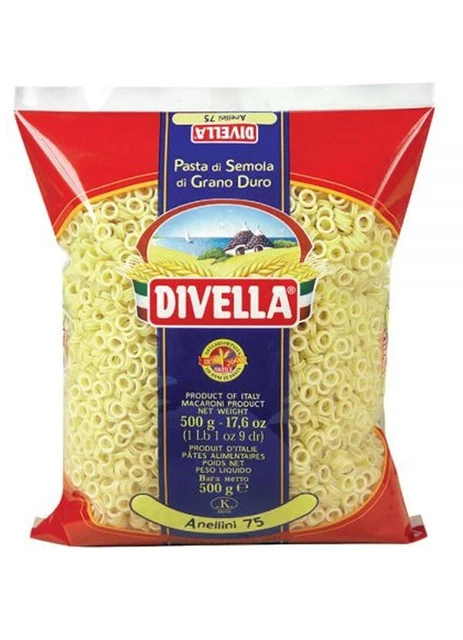Divella Pasta Di Semola Di Grano Duro Anellini 75 Gr 500 X 24