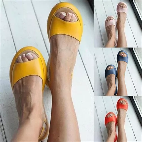 Women Slingback Sandals Ladies Open Toe Wedge Casual Slippers Flat Shoes Summer