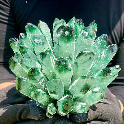 3LB New Find Green Phantom Quartz Crystal Cluster Mineral Specimen Healing