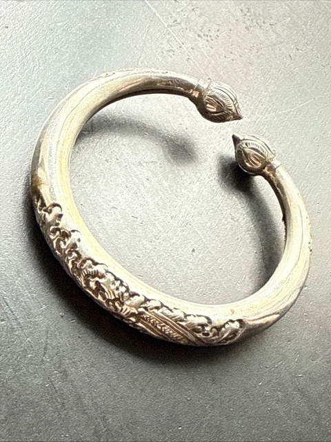 Bracelet Jonc Ancien En Argent Massif 925 - Style Ethnique Berbère, Occasion