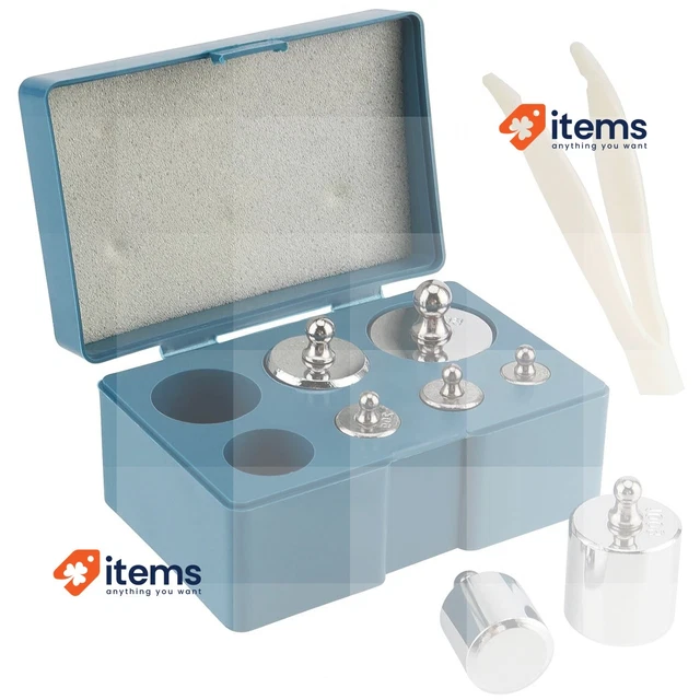 Set Pesi Calibrazione 500g In Acciaio - 7 Pezzi Con Pinzetta Per Bilance Di Precisione