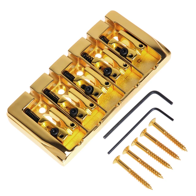 5 STRING BASS Guitar Bridge Gold Square Saddle Parts String Spacing