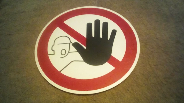 HAND DURCHGESTRICHEN Schild Hinweis Verbotsschild Maschine Gerät Garage ...