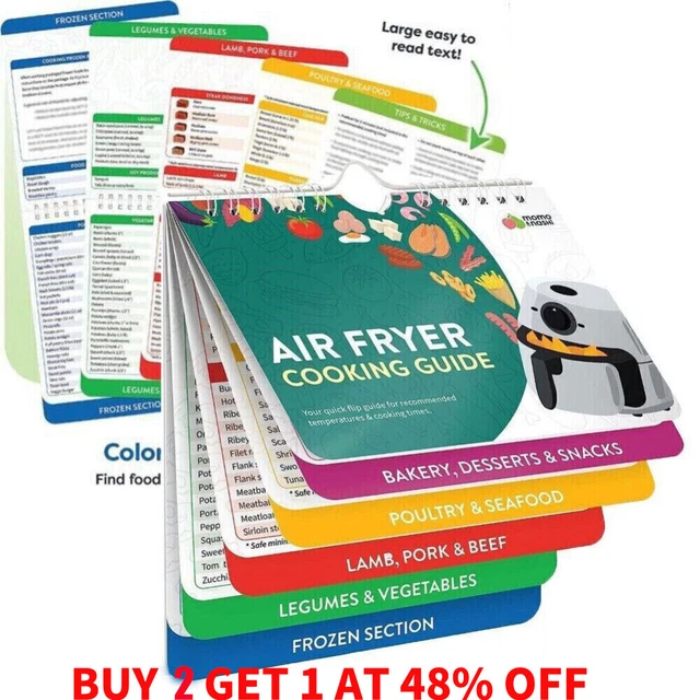 AIR FRYER CHEAT Sheet Cooking Guide Booklet Times Chart Set Adsorption ...