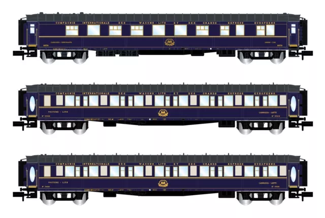 Arnold HN4402 - Ciwl , Set Of 3 Coaches''' Train Bleu '', Scale N 1/160