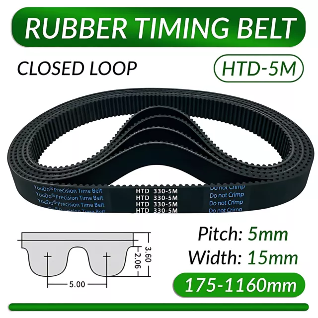 HTD Timing Belt 5M 5mm Pitch 15mm Wide CNC/ROBOTICS - Single Sided Toothed Belts