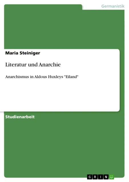Maria Steiniger | Literatur und Anarchie | Taschenbuch | Deutsch (2013) | 12 S.