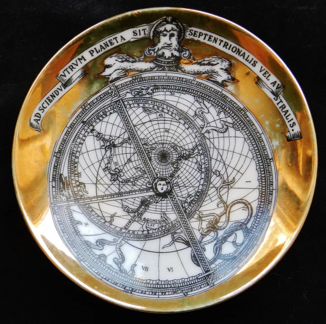 Vintage 1968 Piero Fornasetti ASTROLABIO Porcelain Plate Coaster Italy Vintage 1968 Piero Fornasetti ASTROLABIO Porcelain Plate Coaster Italy