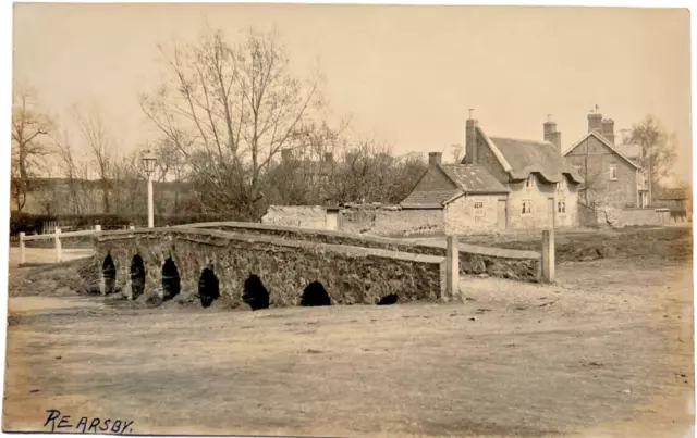 Rare 1907 RPPC REARSBY ENGLAND SEVEN ARCHES BRIDGE Leicestershire Postcard B7