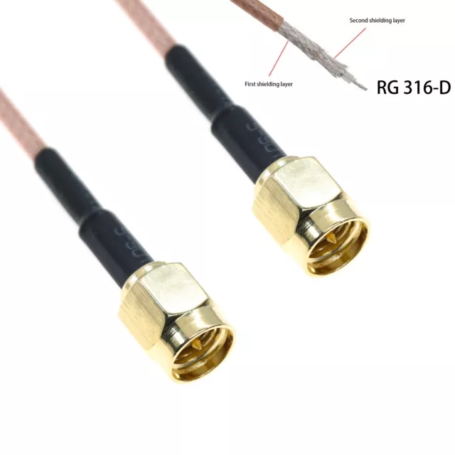 SMA Male To SMA Male Plug connector RG316-D Double Shield Cable Jumper 1-15Feet