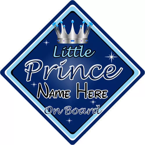 Baby On Board Car Sign ~ Little Prince On Board ~ D.Blue - Personalised