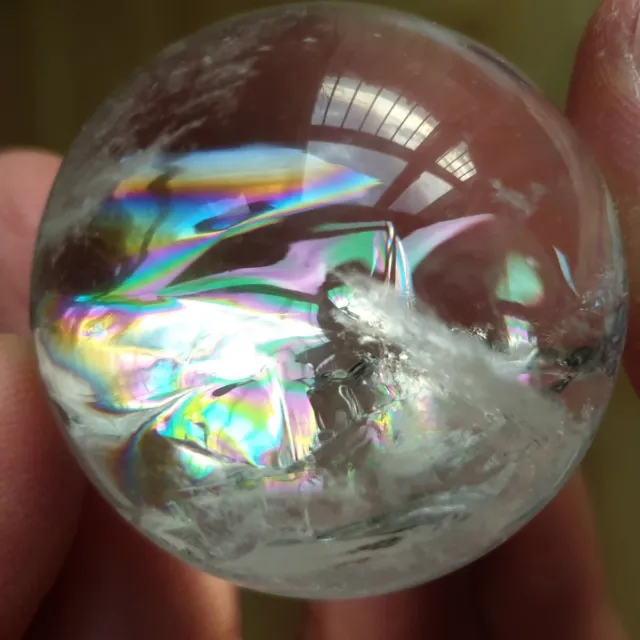 Petite sphère en Quartz naturel transparent de 41 mm (+ arcs-en-ciel)