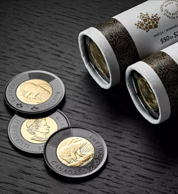 2022 CANADA $2 BLACK RING TOONIE 2 Dollar Honoring QEII Queen Elizabeth II Coin