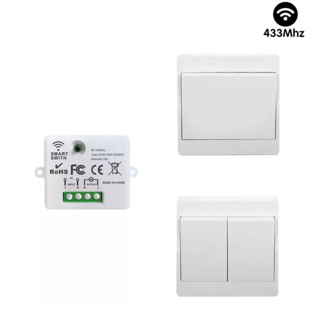 RF 220V10A Light Switch and Wireless Kinetic Self-powered No Battery Wall Switch