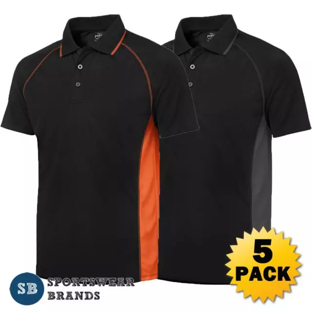 5 x Mens Cover Polo Shirt Work Business Team Quick Dry Top Sports Easy Care 7COV